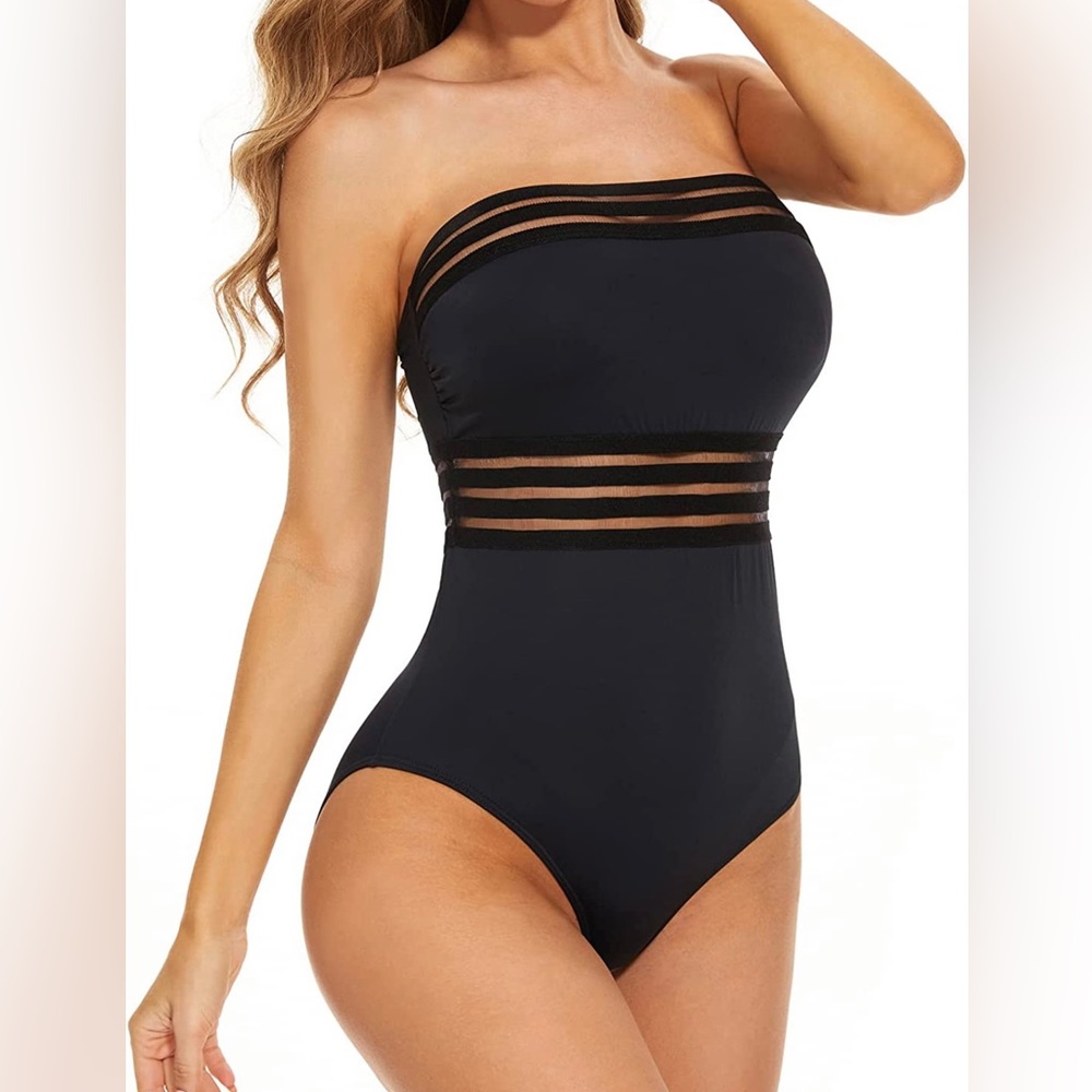 Sexy one piece swim suite with mesh details